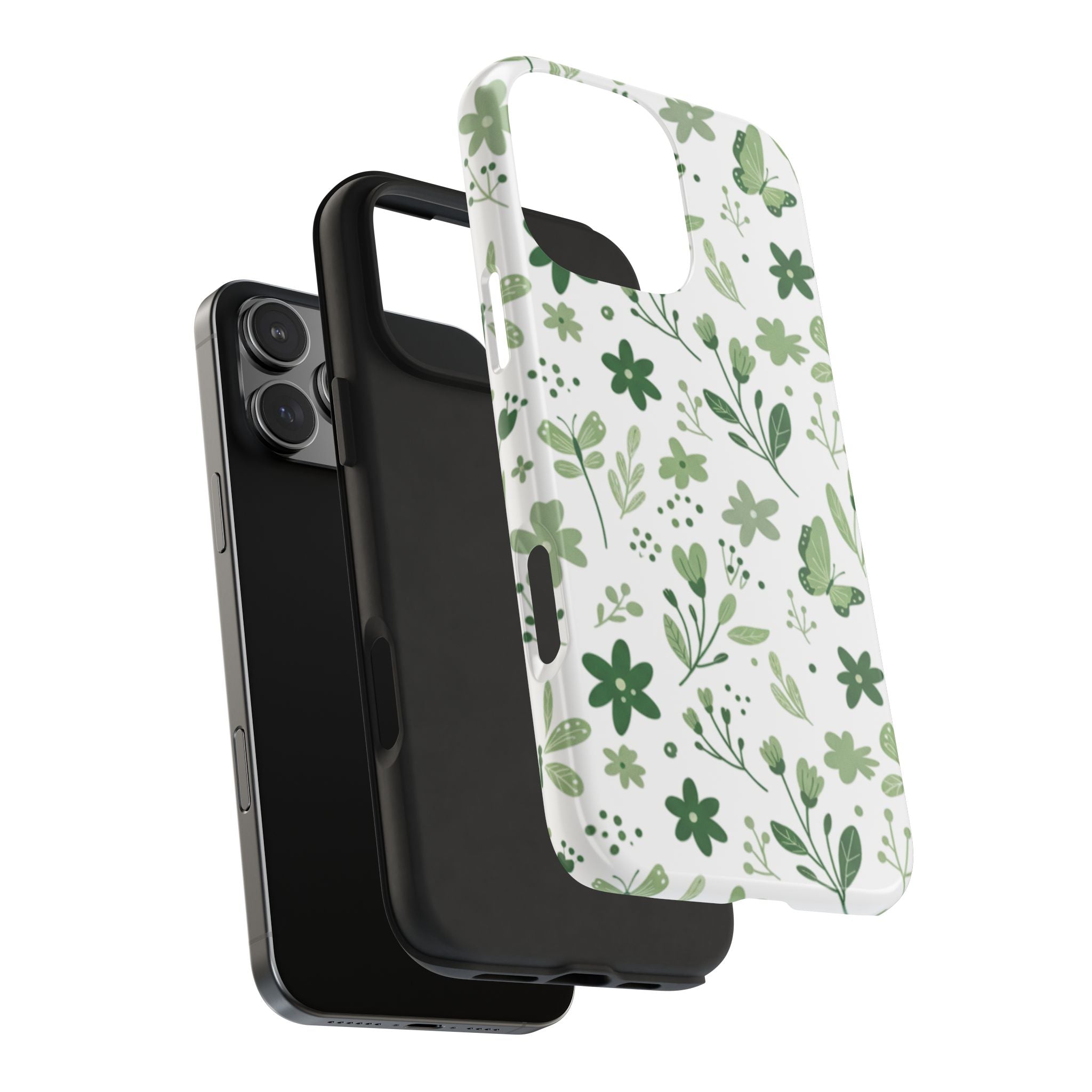 Green Floral Tough Phone Case — Durable Botanical iPhone Case