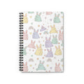 Pastel Bunny Pattern Spiral Notebook — Cute Rainbow Rabbit Ruled Journal