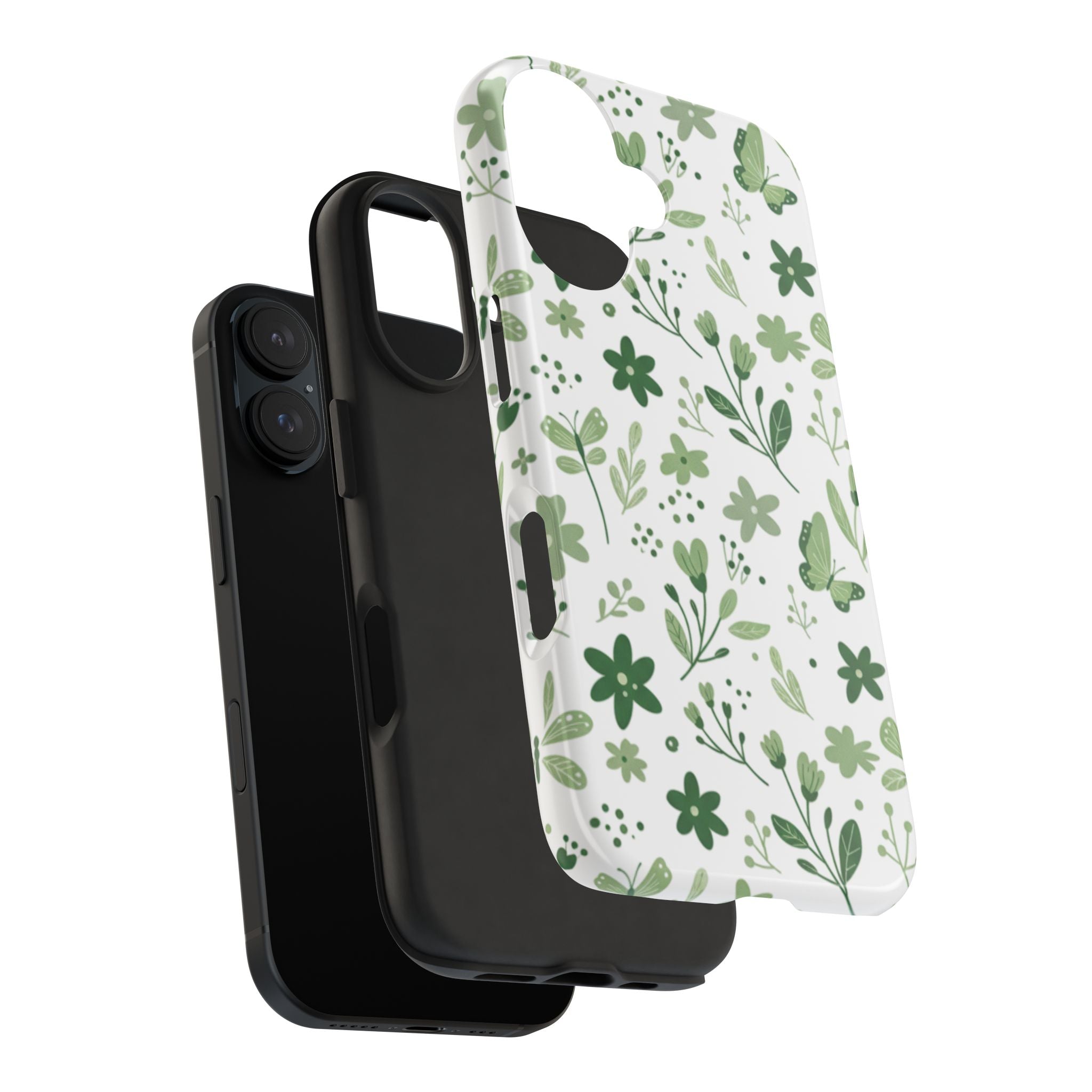 Green Floral Tough Phone Case — Durable Botanical iPhone Case