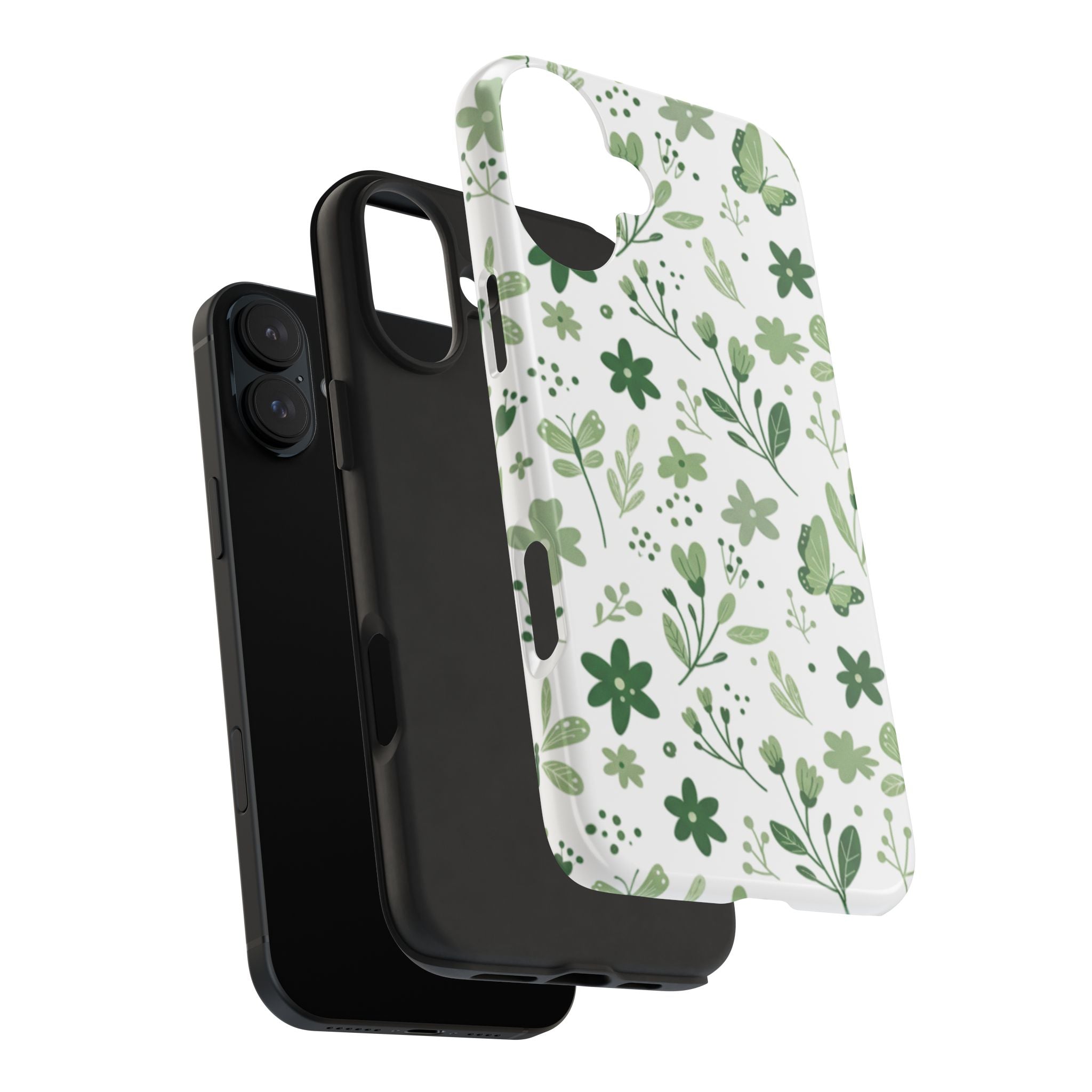 Green Floral Tough Phone Case — Durable Botanical iPhone Case