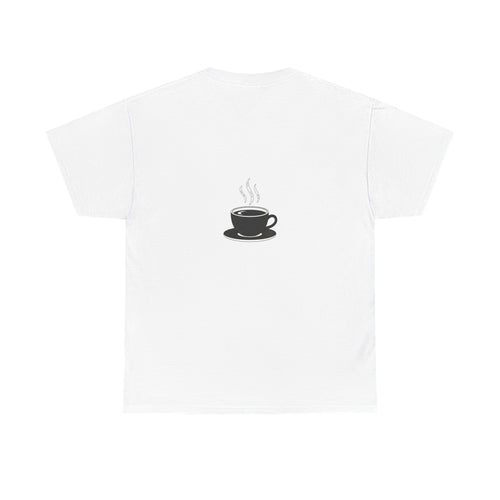 But First Coffee T-Shirt — "But First Coffee" Script Tee with Back Cup Graphic