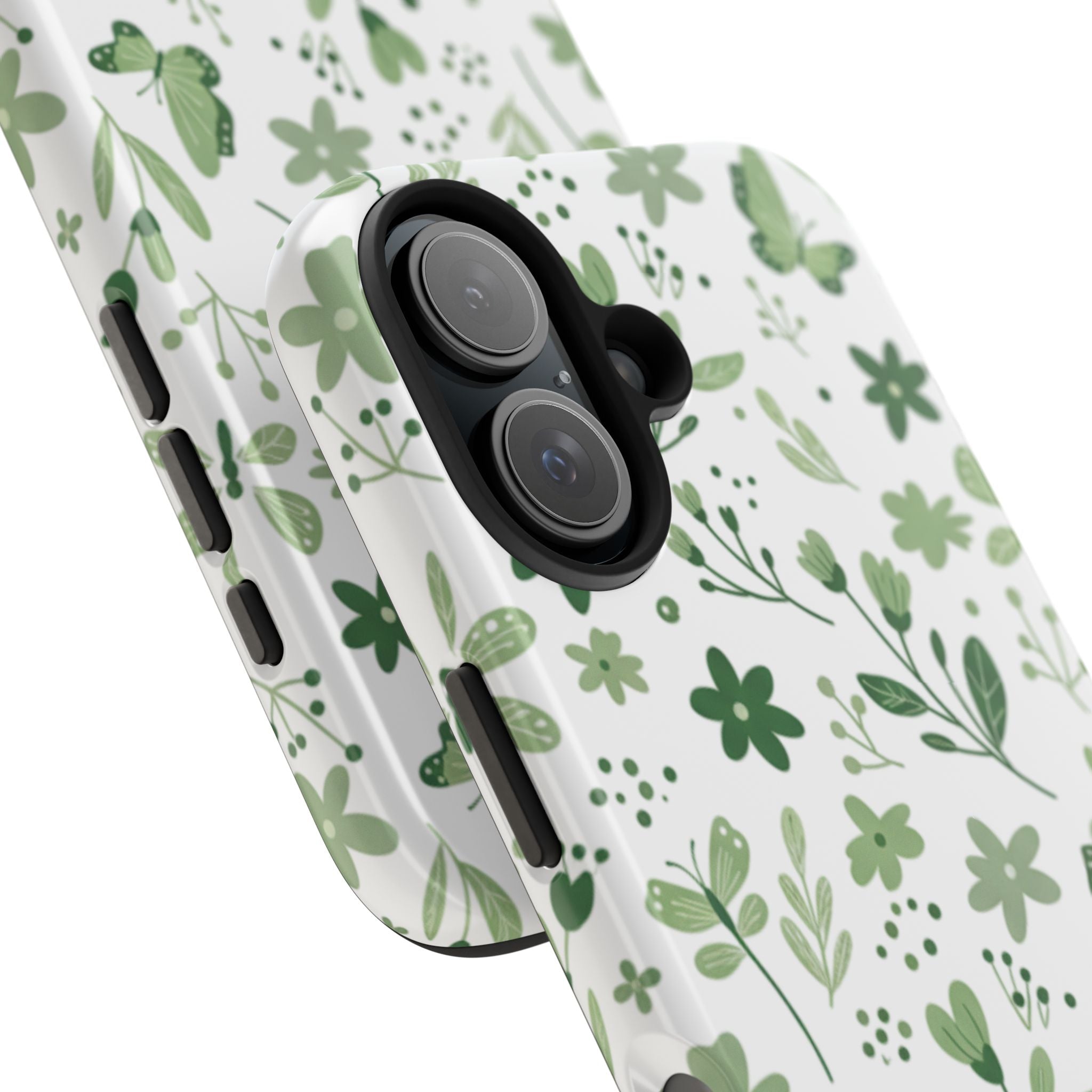 Green Floral Tough Phone Case — Durable Botanical iPhone Case